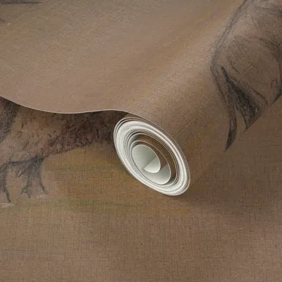 Spoonflower Peel And Stick Wallpaper Bison Or Buffalo 2' X 12' Removable In Brown