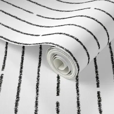 Spoonflower Peel And Stick Wallpaper Black Doodle Lines 2' X 12' Removable