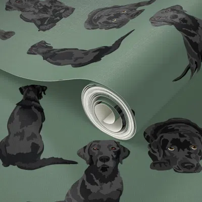 Spoonflower Peel And Stick Wallpaper Black-lab 2' X 12' Removable