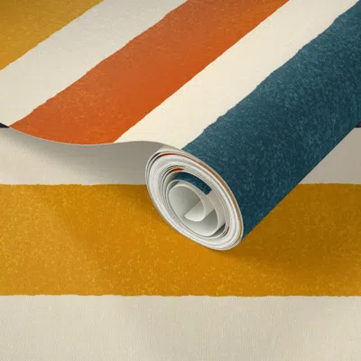 Spoonflower Peel And Stick Wallpaper Blanket Stripe - Classic 2' X 12' Removable