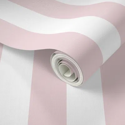 Spoonflower Peel And Stick Wallpaper Block Stripes Elegant Timeless Classic Cottage Home Pink White 2' X 12' Rem