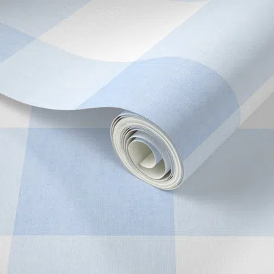 Spoonflower Peel And Stick Wallpaper Blue Gingham Home Decor Apparel Check Light Blue And White 2' X 12' Removab