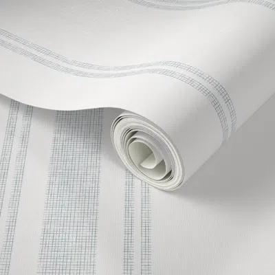 Spoonflower Peel And Stick Wallpaper Blue Sea Basic Stripes Linen Texture On Solid White Coastal Grandmillennial