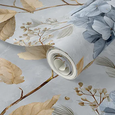 Spoonflower Peel And Stick Wallpaper Blue Winter Floral 8  Removable