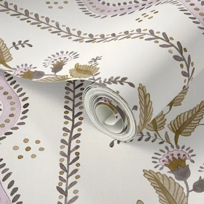Spoonflower Peel And Stick Wallpaper Blush And Toast Emma Stripe 2' X 12' Removable
