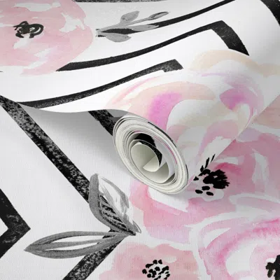 Spoonflower Peel And Stick Wallpaper Blush Roses Mod 2' X 12' Removable