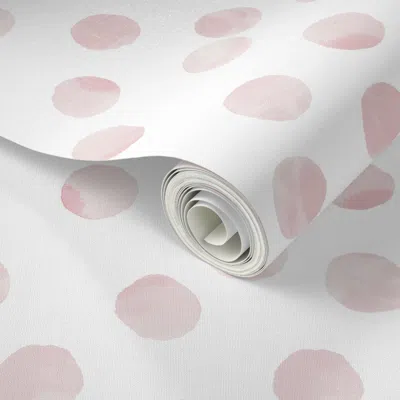 Spoonflower Peel And Stick Wallpaper Blush Watercolor Dots 2' X 12' Removable