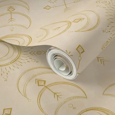Spoonflower Peel And Stick Wallpaper Bohemian Solar Eclipse Daylight And Gold / Solar Eclipse Bohemian Tribal 2'
