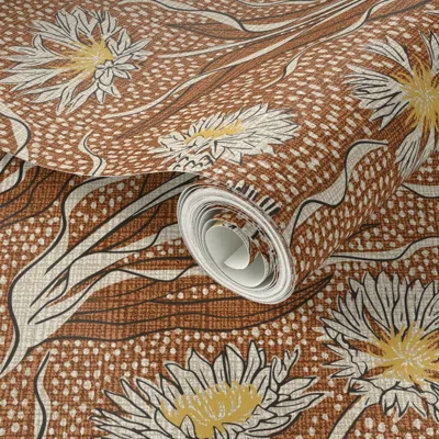 Spoonflower Peel And Stick Wallpaper Bohemian Wildflower Meadow - Brown 2' X 12' Removable