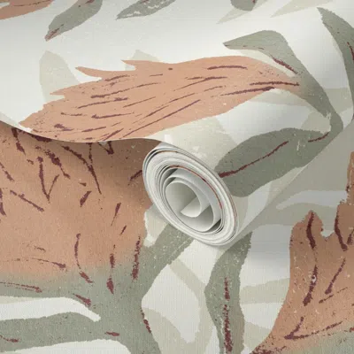 Spoonflower Peel And Stick Wallpaper Boho Chic Protea Flowers In Earthy Neutral Tones - Xlarge Half Drop 2' X 12