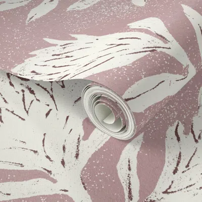 Spoonflower Peel And Stick Wallpaper Boho Chic Protea Flowers In Soft Muted Pink Mauve - Xlarge Half Drop 2' X 1