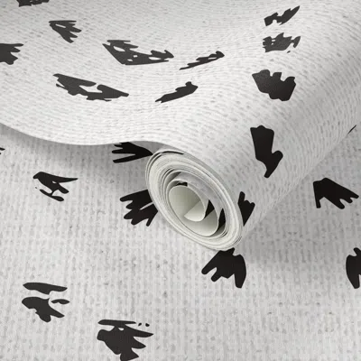 Spoonflower Peel And Stick Wallpaper Boho Tile Large Linen 2' X 12' Removable In Gray