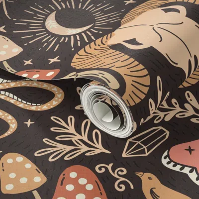 Spoonflower Peel And Stick Wallpaper Boho Wiccan Woodland Large Scale 2' X 12' Removable