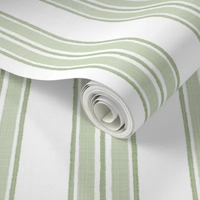 Spoonflower Peel And Stick Wallpaper Bonsai And Haven Geen Anderson Stripe On White Copy 2' X 12' Removable