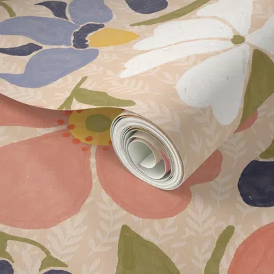 Spoonflower Peel And Stick Wallpaper Botanical Keepsakes - Pressed Wildflowers Collage  Removable