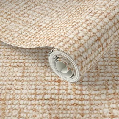 Spoonflower Peel And Stick Wallpaper Boucle Sisal Light Raffia Woven Look Home Decor 2' X 12' Removable