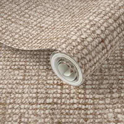 Spoonflower Peel And Stick Wallpaper Boucle Sisal Weave In Natural Straw Home Decor Woven 2' X 12' Removable
