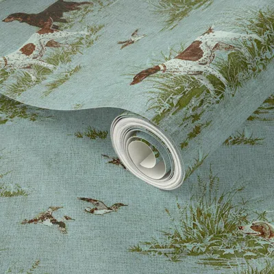 Spoonflower Peel And Stick Wallpaper Boykins And Pointers On Hunt Blue  Removable
