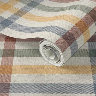 Spoonflower Peel And Stick Wallpaper Bradbury Faded Rustic Blanket Plaid - Hudson Bay - Small Repeat - Cabincore