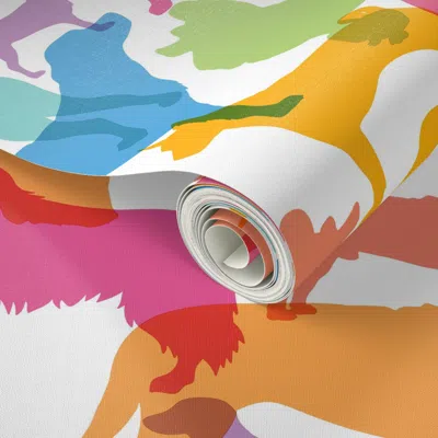 Spoonflower Peel And Stick Wallpaper Bright Multicolor Animals - Autism - All Different All Equal - Normal 2' X 