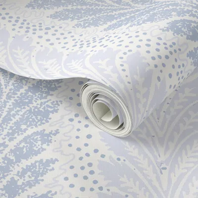Spoonflower Peel And Stick Wallpaper British Feather Reverse Snow Blue  Removable In Purple