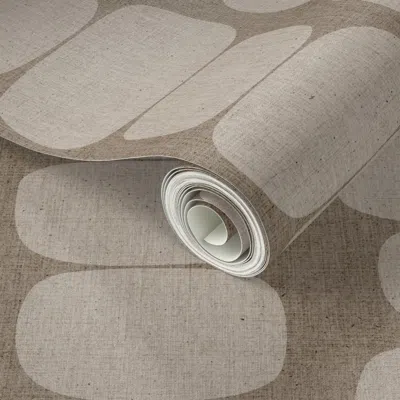 Spoonflower Peel And Stick Wallpaper Brown & Cream Organic Geometric Mid Century Blocks For Rustic Modern Decor 