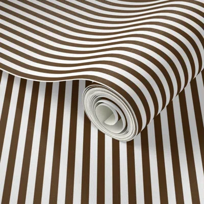 Spoonflower Peel And Stick Wallpaper Brown Vertical Stripes .25" 2' X 12' Removable