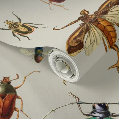 Spoonflower Peel And Stick Wallpaper Bugs Collection / Vintage / Tan 2' X 12' Removable