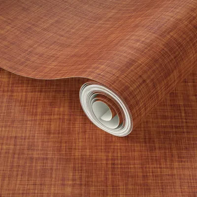 Spoonflower Peel And Stick Wallpaper Burnt Orange Linen 2' X 12' Removable In Multi