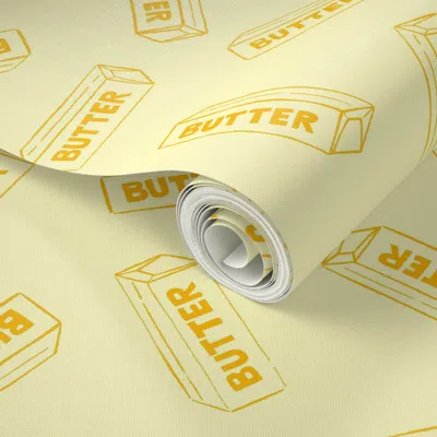 Spoonflower Peel And Stick Wallpaper Butter - Yellow Tonal 2' X 12' Removable