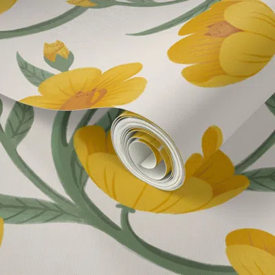 Spoonflower Peel And Stick Wallpaper Buttercup Cats - Mid Scale 2' X 12' Removable