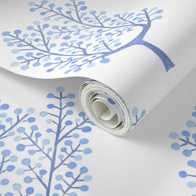 Spoonflower Peel And Stick Wallpaper Buttonwood Offset Ginger Jar Blues Corn  Removable