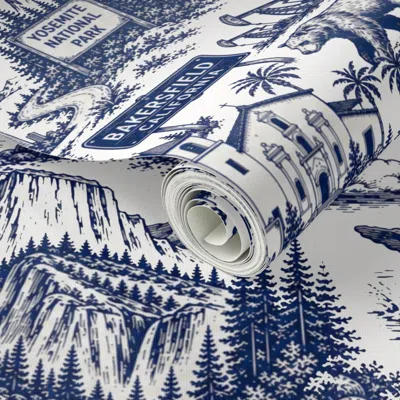 Spoonflower Peel And Stick Wallpaper California Landmark Toile  Removable