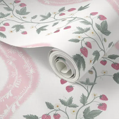 Spoonflower Peel And Stick Wallpaper Camden Pink Stripes With Unspoken Love And Green 2' X 12' Removable