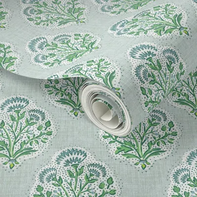 Spoonflower Peel And Stick Wallpaper Campbell Bloom Trending Green 2' X 12' Removable