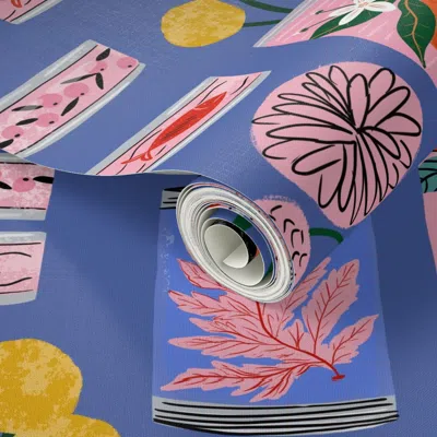 Spoonflower Peel And Stick Wallpaper Canning With Flowers 2' X 12' Removable