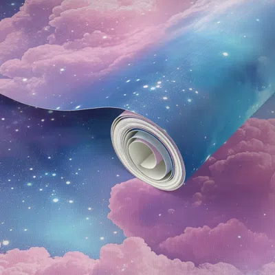 Spoonflower Peel And Stick Wallpaper Celestial Pastel Clouds Darker Version Large Scale Cloud  Wb24 2' X 12' Rem