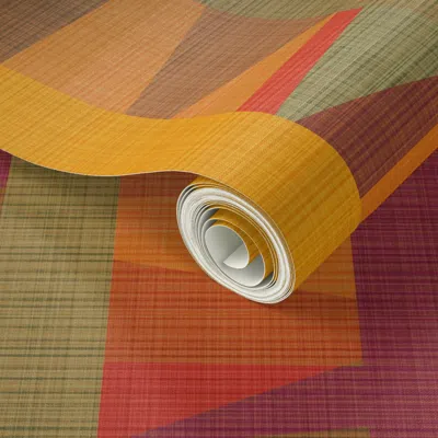 Spoonflower Peel And Stick Wallpaper Cheater-quilt Orange Harvest  Removable In Orange/yellow/brown