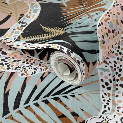 Spoonflower Peel And Stick Wallpaper Cheetahs And Plants - Exotic Wilderness / Large  Removable In Multi