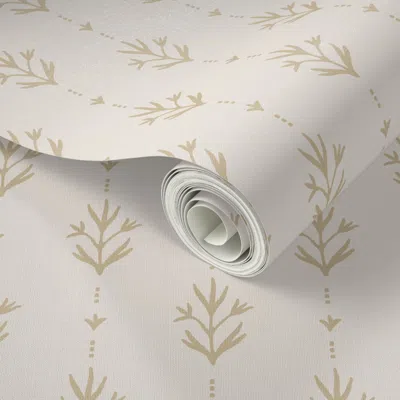 Spoonflower Peel And Stick Wallpaper Chelsea Beige Traditional Floral Stripe 2' X 12' Removable