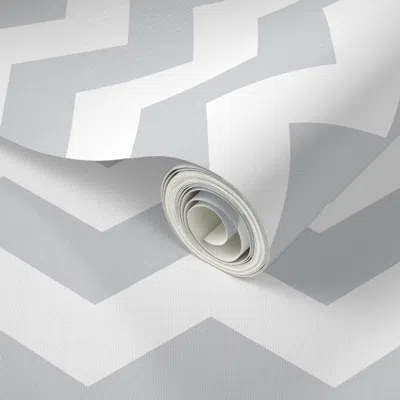 Spoonflower Peel And Stick Wallpaper Chevron Lg Light Grey 2' X 12' Removable In Multi