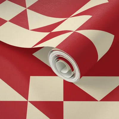 Spoonflower Peel And Stick Wallpaper Christmas Quilt (red)  Removable