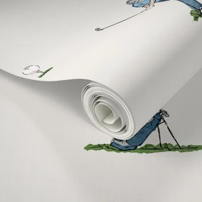 Spoonflower Peel And Stick Wallpaper Classic Blue Golf 2' X 12' Removable