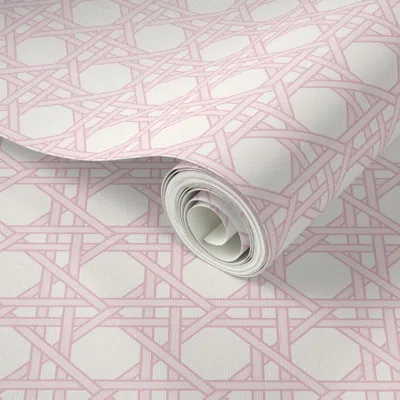 Spoonflower Peel And Stick Wallpaper Classic Cane Small Pale Pink Petite 2" 2' X 12' Removable