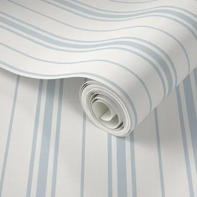 Spoonflower Peel And Stick Wallpaper Classic Heritage Ticking Stripe In Kakelugn Blue Str-hot-kak-l-25  Removabl