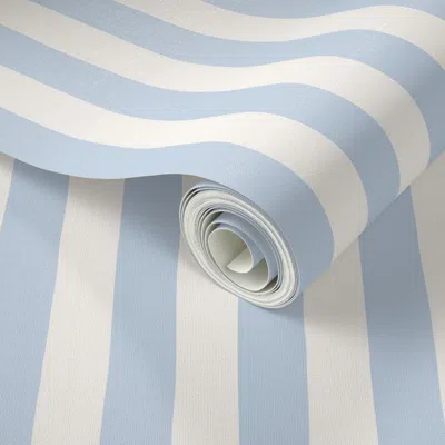 Spoonflower Peel And Stick Wallpaper Classic Thin Hand Drawn Stripes Soft Blue Preppy Coastal Beach Cottage 2' X