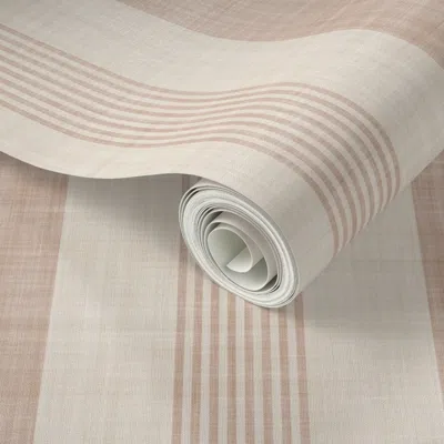 Spoonflower Peel And Stick Wallpaper Classic Timeless Cabana Stripe In Mocha - Traditional Scandinavian Cottage  In Neutral