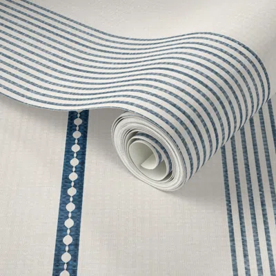 Spoonflower Peel And Stick Wallpaper Classic Timeless Stripe In Blue And White - Traditional Coastal Farmhouse 2