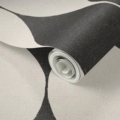 Spoonflower Peel And Stick Wallpaper Clean High Contrast Textured Abstract Geometric - Retro Mid Mod Monochrome 