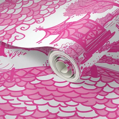 Spoonflower Peel And Stick Wallpaper Cloud Pagoda Pinks  Removable In Multi